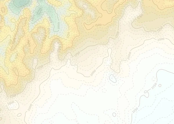 Mapa Topográfico Azul Amarelo Claro Com Linhas Contorno Tracejadas — Fotografia de Stock