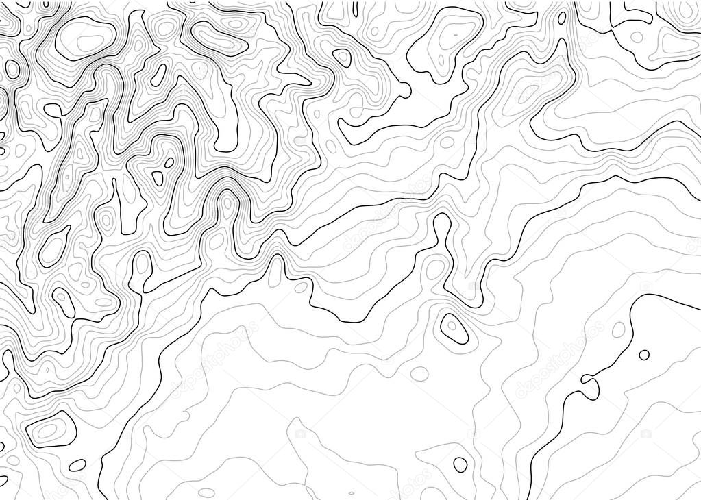 Contour topo map in black/white 
