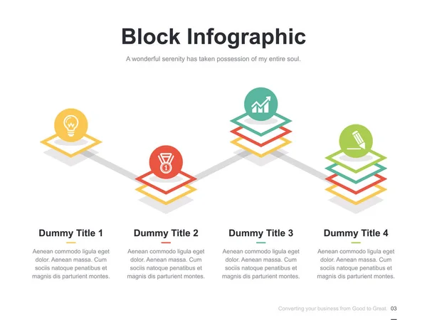 Plano Presentación Negocios Folleto Vector Plantilla Diapositiva Con Diagramas Color — Vector de stock