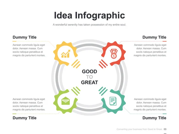 Plano Presentación Negocios Folleto Vector Plantilla Diapositiva Con Diagramas Color — Vector de stock