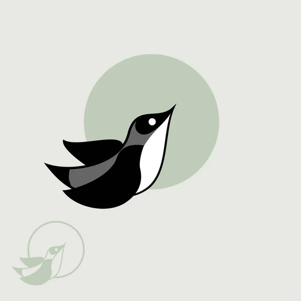 Flying Bird with Sun with Sun silhouette Logo design vector template. — Stock Vector