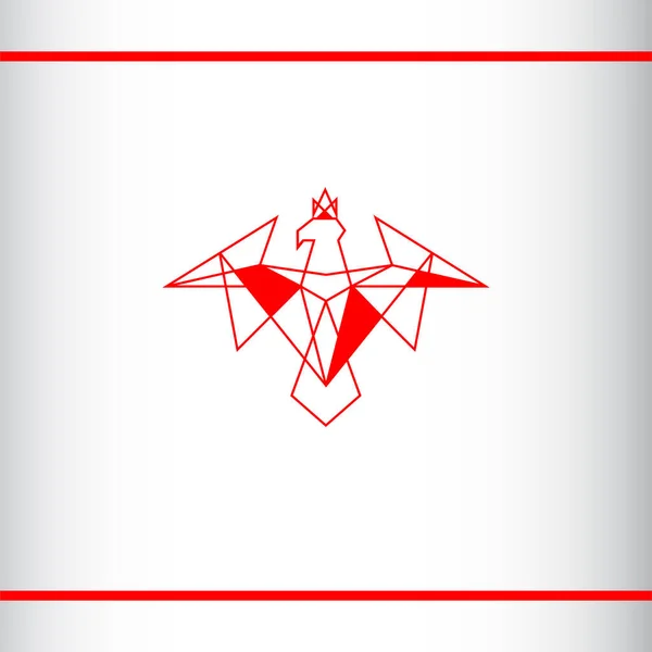 Águila roja con una corona en la cabeza. Símbolo heráldico moderno. Estilo geométrico poligonal. Plantilla de diseño de logo vectorial . — Archivo Imágenes Vectoriales