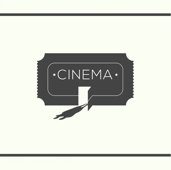 Entrada de cine con una puerta abierta como entrar en el cine con una silueta de una pareja. Ilustración creativa en blanco y negro, plantilla de diseño de logotipo . — Vector de stock