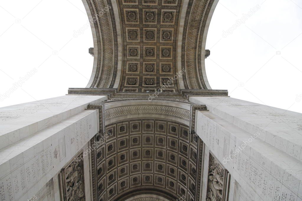 Arc de Triomphe Arch of triumph on Charles de Gaulle Etoile place Les Champs Elysees Paris France