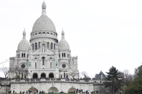 The Sacre Coeur Basilica in Paris at the summit of the hill of Montmartre