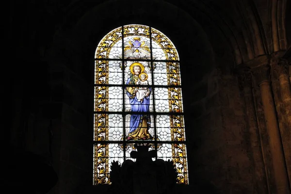 Paris France 2018 Jendela Kaca Patri Notre Dame Paris — Stok Foto