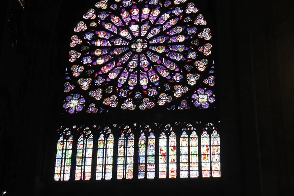 Paris França 2018 Vitrais Notre Dame Paris — Fotografia de Stock