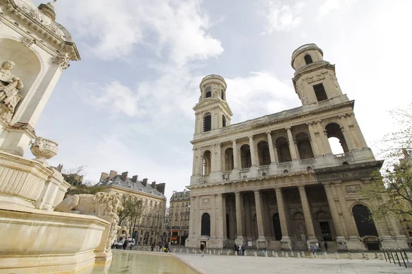Saint Sulpice Kościół Rzymskokatolicki Paryżu Wschodniej Części Miasta Saint Sulpice — Zdjęcie stockowe