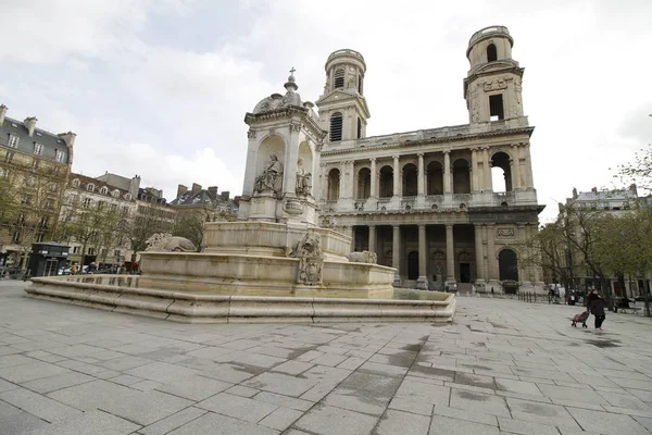 Saint Sulpice Kościół Rzymskokatolicki Paryżu Wschodniej Części Miasta Saint Sulpice — Zdjęcie stockowe