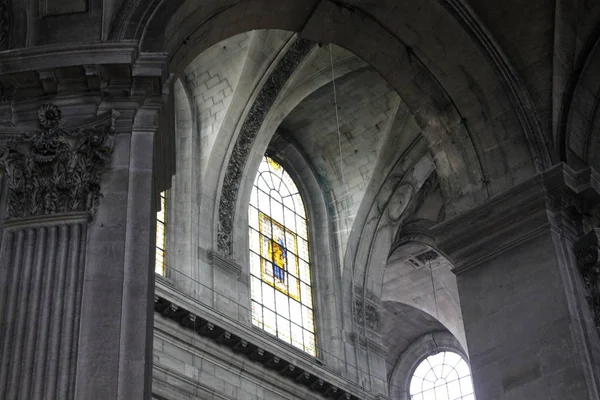 Interior Saint Sulpice Una Iglesia Católica París Lado Este Del — Foto de Stock