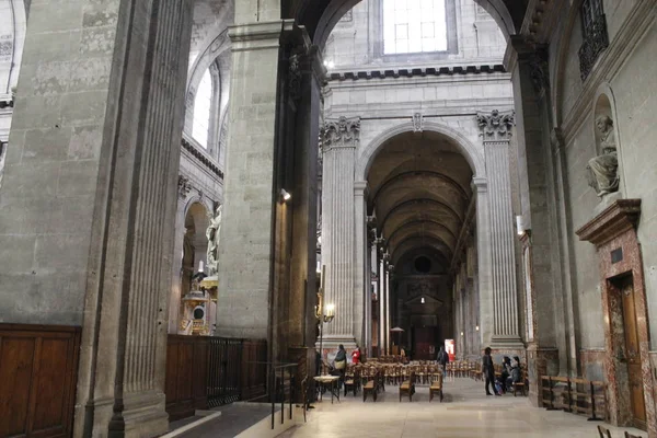 Interiér Saint Sulpice Římsko Katolické Církve Paříži Východní Straně Místo — Stock fotografie