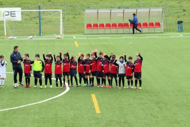 Brescia, İtalya - 01 Kasım 2018: çocuklar Şampiyonası'nda genç futbolcular için oyun