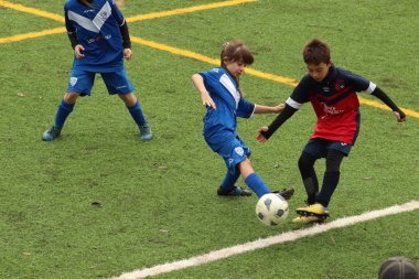 Brescia, İtalya - 01 Kasım 2018: çocuklar Şampiyonası'nda genç futbolcular için oyun