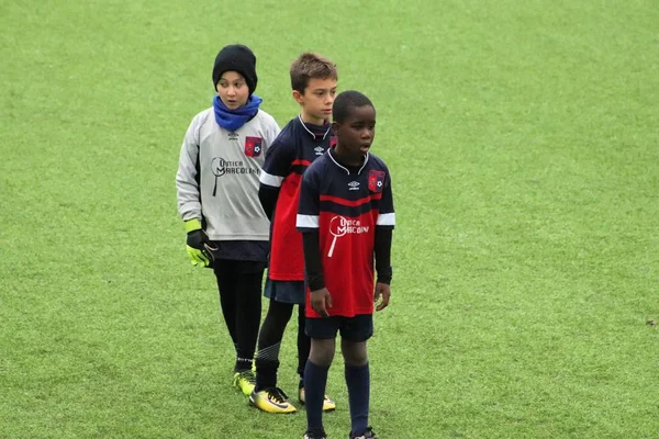 Brescia Italy November 2018 Children Playing Championship Young Footballers — Stock Photo, Image