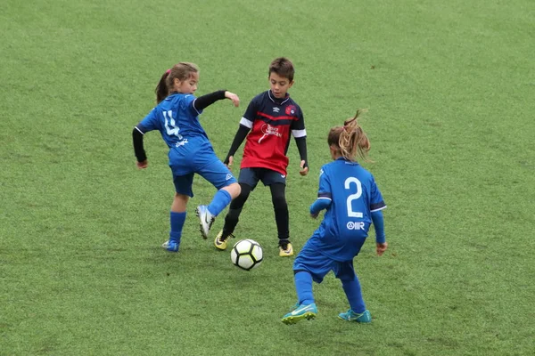 Brescia Italy November 2018 Children Playing Championship Young Footballers — Stock Photo, Image