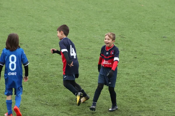 Brescia Itália Novembro 2018 Crianças Jogando Campeonato Para Jovens Futebolistas — Fotografia de Stock