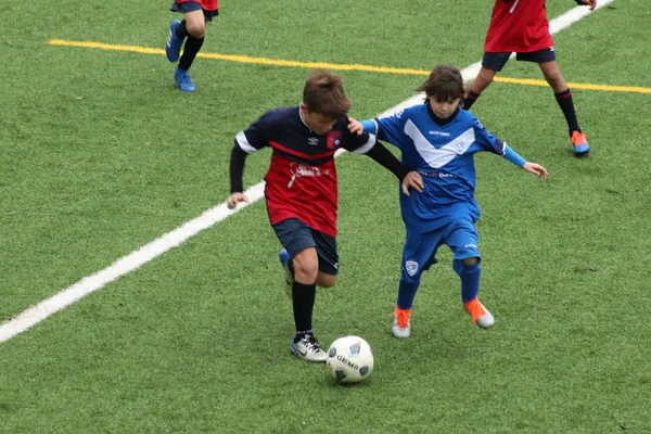 Brescia Itália Novembro 2018 Crianças Jogando Campeonato Para Jovens Futebolistas — Fotografia de Stock