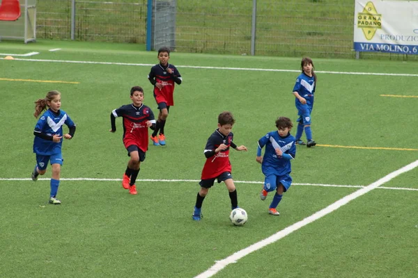 Brescia Itália Novembro 2018 Crianças Jogando Campeonato Para Jovens Futebolistas — Fotografia de Stock