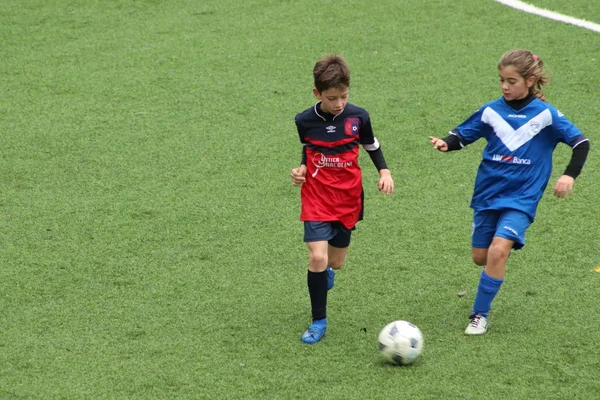 Брешиа Италия Ноября 2018 Года Дети Играющие Чемпионате Юных Футболистов — стоковое фото