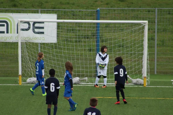 Brescia Itália Novembro 2018 Crianças Jogando Campeonato Para Jovens Futebolistas — Fotografia de Stock