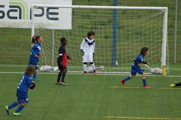 Brescia Itália Novembro 2018 Crianças Jogando Campeonato Para Jovens Futebolistas — Fotografia de Stock