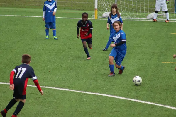 Brescia Italy November 2018 Children Playing Championship Young Footballers — Stock Photo, Image