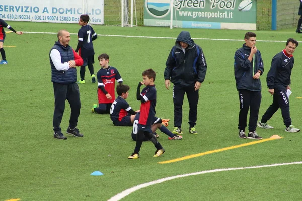 Brescia Itália Novembro 2018 Crianças Jogando Campeonato Para Jovens Futebolistas — Fotografia de Stock