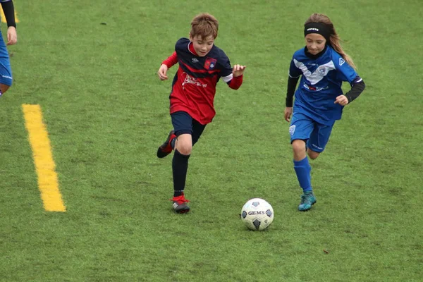 Brescia Italy November 2018 Children Playing Championship Young Footballers — Stock Photo, Image