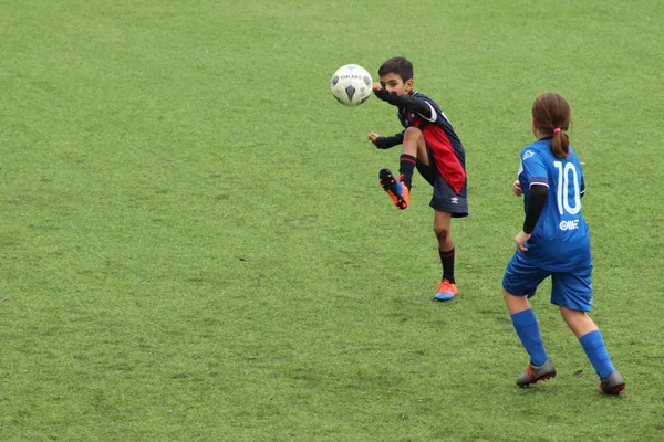 Brescia Włochy Listopada 2018 Dzieci Gra Championship Dla Młodych Piłkarzy — Zdjęcie stockowe
