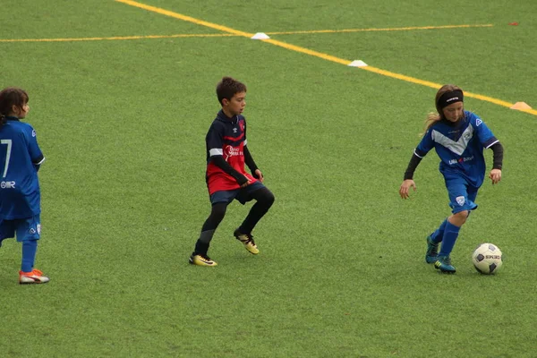 Brescia Itália Novembro 2018 Crianças Jogando Campeonato Para Jovens Futebolistas — Fotografia de Stock