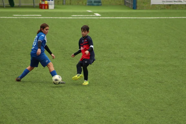 Brescia Itália Novembro 2018 Crianças Jogando Campeonato Para Jovens Futebolistas — Fotografia de Stock