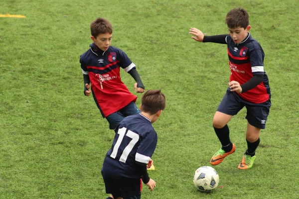 Brescia Italy November 2018 Children Playing Championship Young Footballers — Stock Photo, Image