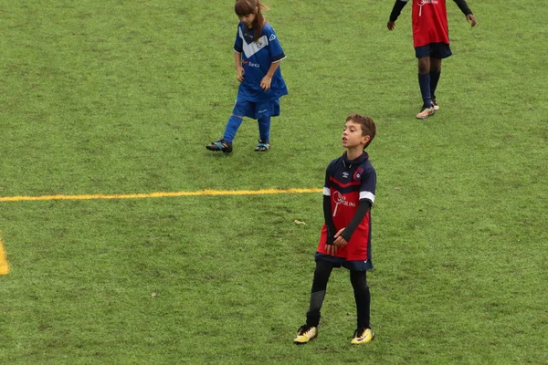 Brescia Italy November 2018 Children Playing Championship Young Footballers — Stock Photo, Image