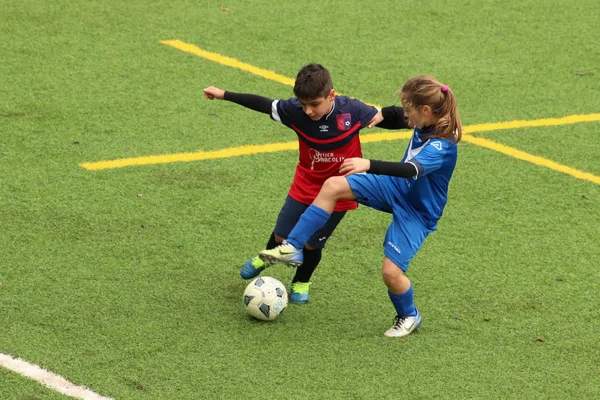 Brescia Włochy Listopada 2018 Dzieci Gra Championship Dla Młodych Piłkarzy — Zdjęcie stockowe