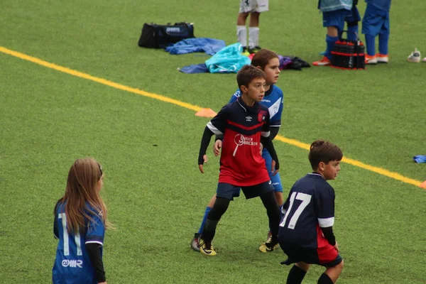 Brescia Itália Novembro 2018 Crianças Jogando Campeonato Para Jovens Futebolistas — Fotografia de Stock