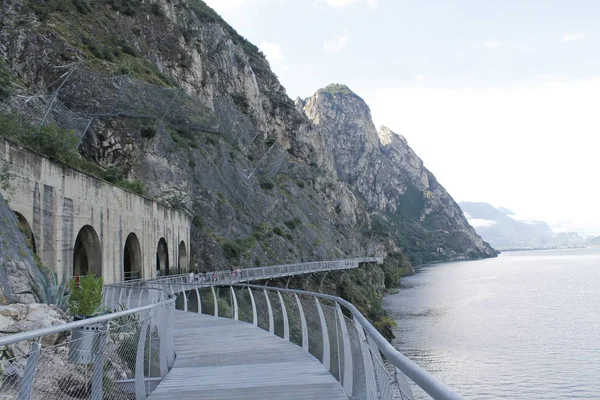 Cyklistické Cesty Stezky Přes Jezero Garda Limone Sul Garda Lombardie — Stock fotografie