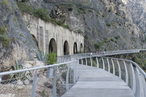 Cyklistické Cesty Stezky Přes Jezero Garda Limone Sul Garda Lombardie — Stock fotografie