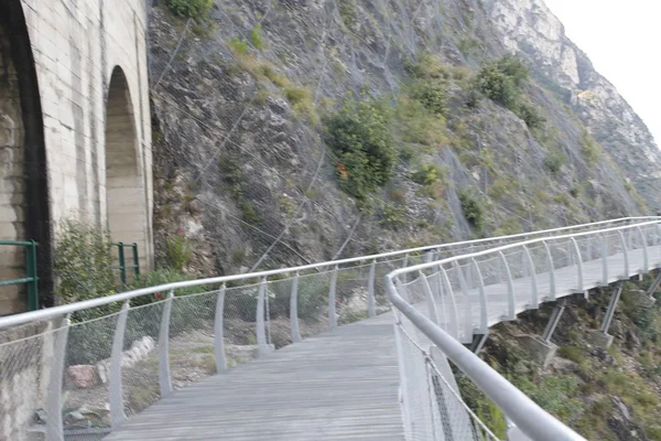 Carretera Para Bicicletas Sendero Sobre Lago Garda Limone Sul Garda — Foto de Stock