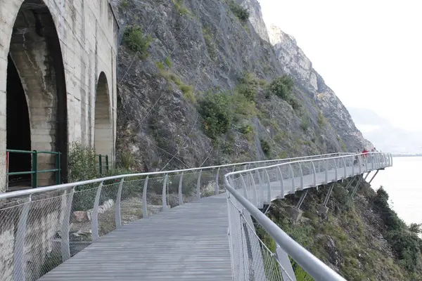 Cyklistické Cesty Stezky Přes Jezero Garda Limone Sul Garda Lombardie — Stock fotografie