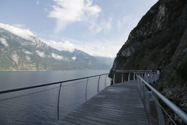 Route Cyclable Sentier Pédestre Sur Lac Garde Limone Sul Garda — Photo