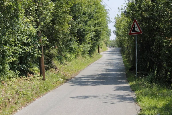 Paesaggio Con Strada Rurale Nel Nord Italia — Foto Stock