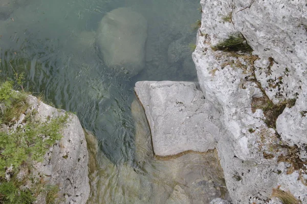 Petite Rivière Dans Les Montagnes Vue Aérienne — Photo