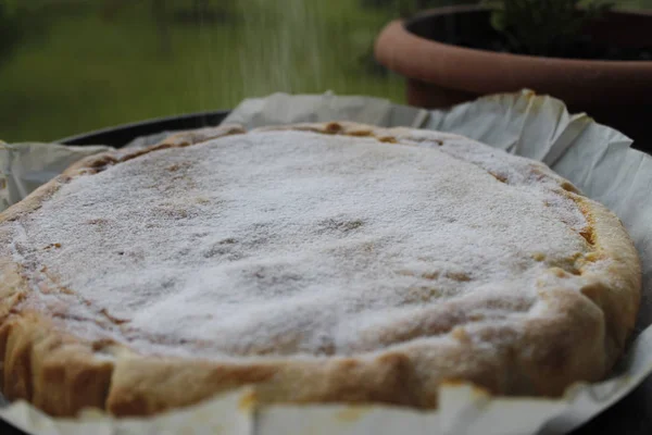 Frammento Torta Riso Fatto Casa Sul Piatto Vicino — Foto Stock