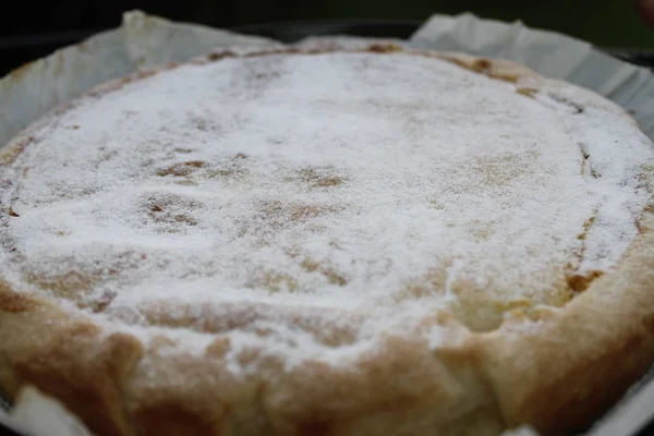 Frammento Torta Riso Fatto Casa Sul Piatto Vicino — Foto Stock