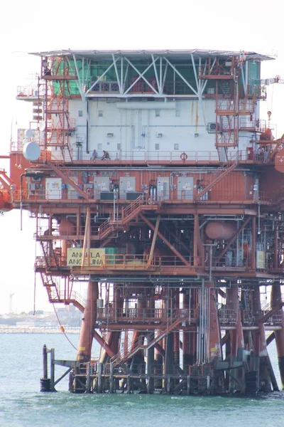 Plate Forme Pétrolière Gazière Offshore Sur Océan — Photo