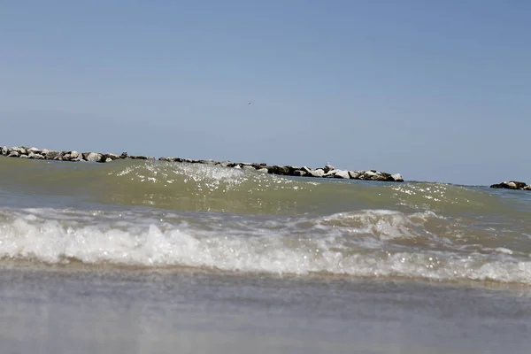 Ondas Mar Adriático Com Céu — Fotografia de Stock