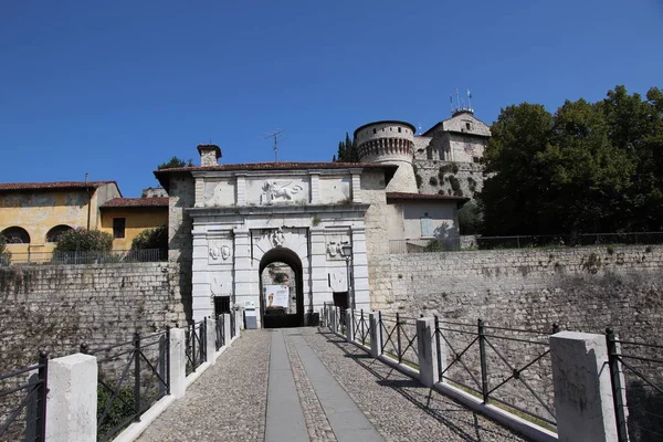 Αρχαίο Κάστρο Της Brescia Μια Πόλη Στη Βόρεια Ιταλία — Φωτογραφία Αρχείου