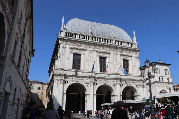 Blick Auf Das Rathaus Loggiapalast Brescia Brescia Ist Eine Stadt — Stockfoto