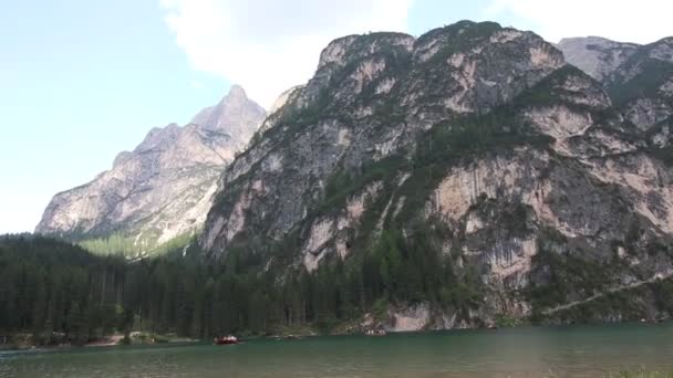 Braies Lake Estate Più Grande Lago Naturale Delle Dolomiti Alto — Video Stock