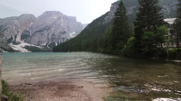 Braies Lake Estate Più Grande Lago Naturale Delle Dolomiti Alto — Video Stock